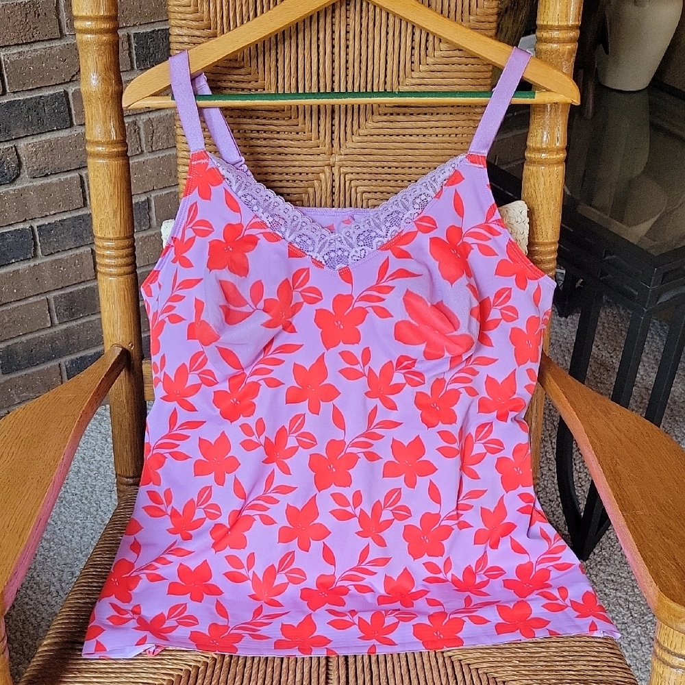 Ruby Ribbon Diva Lace Cami Convertible Straps, red/purple, size 48
